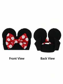 Disney 1PC Minnie Mouse Bow Headband, Black Plush Ears With Red Sequin Bow, Cute Party Accessory For Women And Girls - Multicolor - View 4