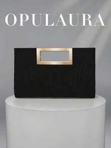 OpulAura 歐美女款時尚閃亮水鑽晚宴包，亮片奢華高端鑽石晚宴手拿包，靜奢風手拿包，適合舞會、派對、雞尾酒會、生日派對、禮服搭配，生日禮物，新娘手拿包 - 黑色 - 查看 2