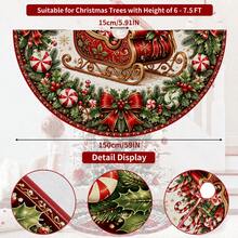 1pc Gold Sleigh Pattern Christmas Tree Skirt Loaded With Christmas Gifts, Elegant Holiday Decor, 5 Sizes, Unisex Holiday Gift, Suitable For Home And Party Christmas Home Decoration - Golden Sleigh Filled With Christmas Gifts - View 10