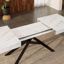 140/180*80 Extendable Dining Table 6-8, Modern Marble Effect Expandable Kitchen Table With Metal, Rectangular Dining Room Table, Space Saving Table Dining Room, White Marble - White Marble + MDF - View 5