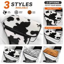 1PC Plush Animal Pattern Car Armrest Pad, Soft & Comfortable, No Storage Pocket/Dual Storage Pocket Design Optional, Elastic Easy Installation, Car Interior Accessory, Suitable For Most Vehicles - Multicolor - View 12