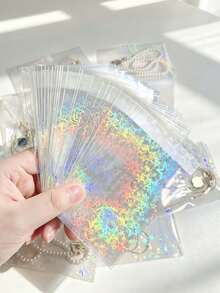 150/50/20/10pcs Anti-Oxidation Jewelry Bags, Disposable OPP Bags, Transparent Jewelry Display Bags, Laser Holographic Jewelry Bags, Suitable For Earrings, Rings And Star Cards - Multicolor - View 2
