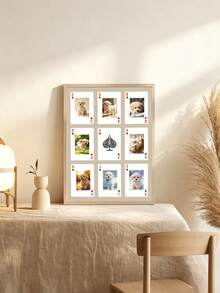 1pc Customized Photo Poker Card Frame, Personalized Wall Art, Custom Pet & Couple Photo Collage Frame, Unique Keepsake Gift, Suitable For Anniversary, Gift For Pet Lovers, Family Memory Gift, Unique Keepsake Gift, Suitable For Anniversary With Pet Lovers - Multicolor - View 3
