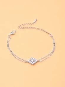 1pc New Rhombus Necklace, Minimalist Elegant Luxury Square Double Layer Bracelet, Versatile Date Elegant Hand Jewelry - Diamond - View 5