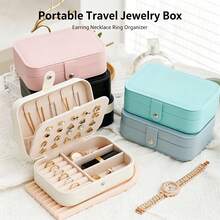 1pc Macaron Color Leather Jewelry Storage Box With Buckle, Suitable For Necklace, Ring And Other Gift Display - Rectangle - View 2