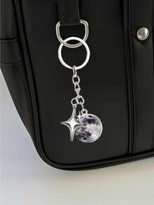 Double-Sided Glass Ball And Star Decor, Dreamy Starry Sky Shaped Glowing Synthetic Gemstone Keychain, Solar System Planet Keychain, Moon, Mercury, Mars Keychain, Fashionable Bag Accessory, Wallet Backpack Handbag Pendant, Car Key Earphone Case Accessory, Suitable For Back To School Season, Unisex Gift, Also Suitable For Friends Or Family, Suitable For Hiking And Beach Play - Multicolor - View 7
