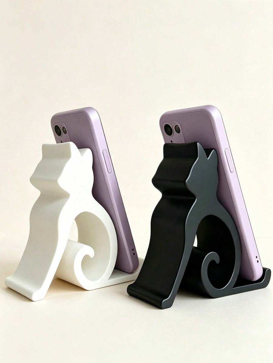 Cat Phone Stand, Suitable For All Phones And Tablets, For Bed, Office, Car Use, Cute Cat Design, Hands-Free Video Calls, Essential For Pet Lovers, Fun Cat-Shaped Phone Holder - Multiple Styles - View 1
