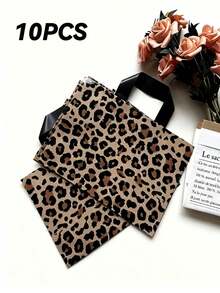 1/10pcs Vintage Leopard Print Gift Bags With Handles, Foldable And Reusable, Premium Leopard Pattern, Suitable For Retail Stores And Events, Large Capacity Storage, Gift Packaging, Simple And Elegant Design - Multicolor - View 5