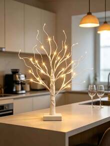 1PC 60CM White Birch Branch LED Tree Light, 24 Super Bright Warm Light, USB + 3 AA Battery Box Dual Power, Desktop Home Holiday Atmosphere Decorative Light (Batteries Not Included) - Warm white light - View 5