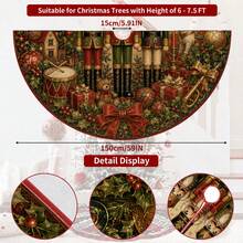 1件 紅金花環胡桃夾子圖案聖誕樹裙，優雅節日裝飾，5種尺寸，中性節日禮物，適用於居家與派對聖誕裝飾 - 紅金花環胡桃鉗 - 查看 10