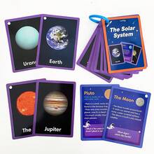 Lachilly 15 Buah/Set Kartu Flash Bahasa Inggris Tata Surya untuk Anak Prasekolah TK, Dua Sisi, Ruang Angkasa, Planet, Astronomi, Sains, Kartu Pembelajaran Edukatif - MultiWarna - View 3