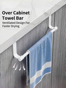 1/2pc 23cm/9.06in Single Bar Towel Rack, Plastic Material, Cabinet Door Mounted, Towel Rack, Towel Hanging Bar, Cabinet Door Back Cloth Rack, Cabinet Door Cloth Rack, Pot Lid Rack, Drill-Free Towel Rack, Kitchen Storage Rack, Kitchen Supplies, Storage Rack, Hanging Rack, Kitchen Utensils, Kitchen Storage Rack, Kitchen Gadgets, Bathroom Decor, Bathroom Accessories, Kitchen Storage, Christmas, Halloween Decor - A - View 4