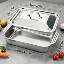 Stainless Steel Fish Roasting Pan - Suitable For Oven, Easy To Clean, Ideal For Home Kitchen, Commercial Restaurant And Camping - Oval - Multicolor - View 13