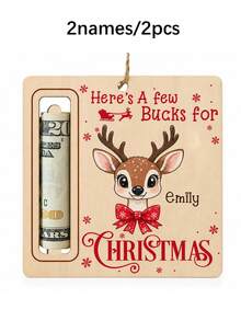 Custom Christmas Cash Holder Ornament, Personalized Name Reindeer Tree Hanging Decor, Festive Holiday Gift Accent, Customized Money Holder Keepsake For Home Party, Customizable Name Christmas Tree Decoration, Christmas Gift 2026, Family, Friends - Style B - View 11