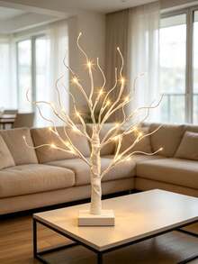 1PC 60CM White Birch Branch LED Tree Light, 24 Super Bright Warm Light, USB + 3 AA Battery Box Dual Power, Desktop Home Holiday Atmosphere Decorative Light (Batteries Not Included) - Warm white light - View 2