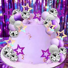37pcs Purple Disco Theme Cake Toppers, Suitable For Girls Birthday Party Cake Decoration - Multicolor - View 8
