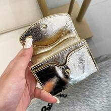 Y2K Metallic Shimmer Small Trifold PurseSnap Closure Multi-Card Slots Wallet - Multicolor - View 3
