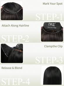 DNE HAIR 1pc New V-Shaped Hair Extension Clip-In Top-V 100% Human Hair NC# Natural Black Straight Hair, Suitable For Women, Easy To Style, Lightweight And Breathable, Invisible, Suitable For All Hair Types, Daily Wear And Fashion Enthusiasts - Natural Black - View 4
