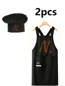 Leopard Print Letter Apron And Chef Hat Set, Fashionable Kitchen Cooking Baking Apron With Pockets, Cross Back Design Apron, Multi-Functional Home Workwear, Practical Daily Cooking Equipment Accessory, Ideal Gift For Women, Mothers, Wives, Friends, Housewarming Gift, Perfect For Home Kitchen, Baking Party, Crafting, BBQ Family Activities, Decorative Practical Kitchen Equipment, Personalized Initial Print Gear, Thoughtful Holiday Surprise Gift, Comfortable Daily Wear For Cooking And Housework - Multicolor - View 23