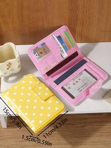 1Pc Ins Style Polka Dot Print Passport Holder,Portable Travel Card Holder Passport Bag,Simple And Multifunctional Document Holder Ticket Folder - Multicolor - View 9