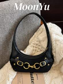 Women's Shoulder Bag Underarm Crescent Moon Phone Bag Fashionable Unique Black - Black - View 2