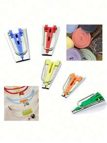 Bias Tape Maker Kit, Including Patchwork Fabric, Overlock Stitches, Quilting Sewing Accessories, Suitable For DIY Craft Binding Tools - Multi-color - View 3