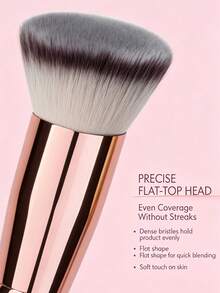 YZIMENG Flat‑Top Foundation Brush, Multi‑Function Makeup Brush For Liquid Cream Powder Cosmetics, Soft Synthetic Bristles Face Blush Contour Highlight Buffing Makeup Tool, Pink Handle Kabuki Brush For Daily Makeup - Watermelon Pink - View 4