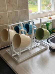 Freestanding Holder, Desktop Cup Drying Rack, Organize Coffee Mugs, Teacups And Drinking Glasses. Zero Assembly Required, Just Stand On Flat Surface. Perfect For Kitchen Countertop, Dining Room, Camper,Sturdy Cup Storage Organizer For Daily Use. - Multicolor - View 6