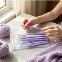9pcs New Crochet Hook Set, Purple Gradient Soft Handle Crochet Hooks, 9pcs/Set, Silicone Non-Slip Handle Crochet Hooks, Metal Needle Head, Suitable For Beginners, Handmade Yarn Knitting, Dolls, Scarves, Sweaters, DIY Tools - 9-pack Gradient Purple - View 2