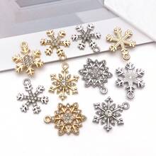 5/10pcs Rhinestone Snowflake Charms Inlaid Winter Snow Pendants For DIY Fashion Bracelet Earring Necklace Christmas Jewelry Making Supplies - Multicolor - View 5
