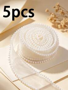 1PC/3PCS/5PCS Pearl Edge Mesh Ribbon, Exquisite Locked Edge Tulle Ribbon, Multiple Colors Available, Floral Bouquet Packaging, Gift Box Bow DIY Handmade Accessories, Atmospheric Decorative Ribbon - Transparent - View 23