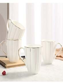New Fashion British Elegant White Ceramic Coffee Mug With Gold Rim And Handle Decoration, Halloween Pumpkin Shaped Coffee Cup, Home Office Dining Table Decor Exquisite Gift, Suitable For Tea And Coffee Lovers - Multicolor - View 2