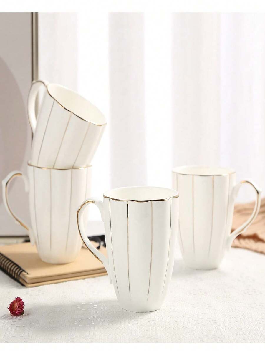 New Fashion British Elegant White Ceramic Coffee Mug With Gold Rim And Handle Decoration, Halloween Pumpkin Shaped Coffee Cup, Home Office Dining Table Decor Exquisite Gift, Suitable For Tea And Coffee Lovers