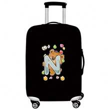 Black Elastic Luggage Cover, Cartoon Teddy Bear Candy Letter Initial Print, Dustproof Luggage Sleeve, Travel Accessory, Luggage Not Included - Black - View 59