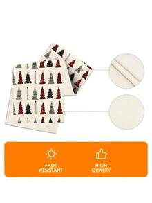 1pc Plaid Polka Dot Christmas Tree Table Runner, Multi Style Xmas Tree All Over Print, Holiday Table Decor For Kitchen Dining Table, Living Room Indoor Party Home Dinner - White - View 7