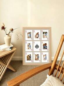 1pc Customized Photo Poker Card Frame, Personalized Wall Art, Custom Pet & Couple Photo Collage Frame, Unique Keepsake Gift, Suitable For Anniversary, Gift For Pet Lovers, Family Memory Gift, Unique Keepsake Gift, Suitable For Anniversary With Pet Lovers - Multicolor - View 4
