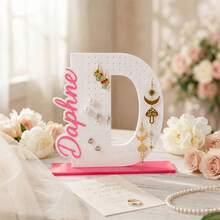 Personalized Name And Initial Earring Holder, Custom Wooden Jewelry Display Stand, Organizer For Studs, Dangles And Small Accessories On Dressers And Desks, Decorative Storage Display For Bedrooms/School, Dorms And Market Stalls ,Christmas Gift, - Multicolor - View 31