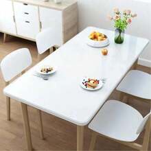 1pc Transparent PVC Anti-Stain Tablecloth, Non-Slip, Anti-Stain, Oil-Resistant, Multi-Purpose For Dining Room, Living Room, Study Room Table Mat And More - White - View 2