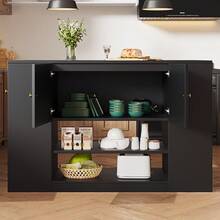 Modern Kitchen Island, Sideboard, Kitchen Cabinet With Drawers And Shelves, Sideboard Kitchen & Dining Room, Black - 1 - View 4