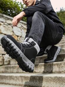 Men's Snow Boots, Thermal Lined Thick Short Shaft Snow Boots, Plush Interior Comfortable Warm, Outdoor Commute Anti-Slip Cold-Proof Boots - Black - View 10
