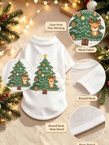1pc Christmas Print Breathable Anti‑Shedding Pet Tank Vest, Lightweight Comfortable Clothes For Small Dogs & Cats - Multicolor - View 4