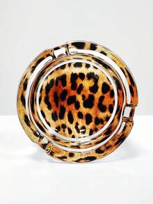 3.34-Inch Round Creative Fashionable Leopard Print Glass Ashtray, Home Decor, Bar/Hotel Accessory, Holiday Gift For Friends - Leopard Print - View 7
