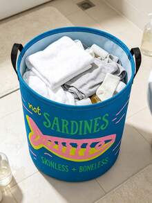 Multi-Functional Large Laundry Basket/Dirty Clothes Basket, Laundry Hampers Bags, Retro Sardine Shape-Foldable Circular Clothes Basket, Foldable Clothes Rack And Wooden Clothes Clips, Bedroom, Bathroom Storage Box, Wardrobe Organizer - Space-Saving Laundry Organizer, Laundry Storage And Organization, Suitable For Home And Travel, Applicable To Multiple Living Spaces, Casual Style Clothes Storage Box, Space-Saving Design - Multicolor - View 9