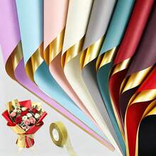 20/10/1 Set, Dual-Color Gilded Colored Paper, Floral Wrapping Paper, Gift Wrapping Paper, Bouquet Decoration, With Gold Ribbon, Florist, Handmade DIY Materials, Valentine's Day, Christmas, Mother's Day, Birthday, Wedding, Opening Celebration - View 1