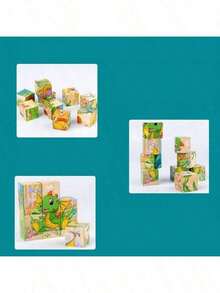 Wooden Building Blocks Puzzle, Suitable For 1-3-5 Years Old Toddlers, Montessori Learning Game, Educational Interactive Toy, Preschool Children Cube Puzzle - Multicolor - View 8