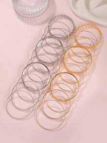 RINTOLER 10pcs/Set Unique Geometric Hollow Knitted Bracelet - ZJ12485-10 Pieces Of Gold Bracelets - View 5