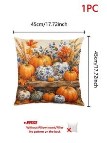 Autumn Thanksgiving Blue & White Printed Pumpkin Table Runner, Pillowcase, Placemat, Rustic Farmhouse Vintage Dining Table Decor, Orange Pumpkin & Maple Leaf Long Tablecloth, Suitable For Holiday Party Home Kitchen Home Decor - Multicolor - View 15