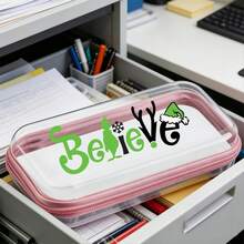 The Grinch The Theme Christmas Print Zipper Storage Box - Transparent Hard Shell High-Quality Plastic, Christmas Decoration Storage, Christmas Gift Storage Box, Essential For Going Out And Traveling, Medicine Storage, Cosmetic Bag And Toiletries Bag - Storage Bag - View 6