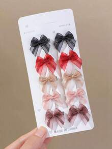 20pcs Children's Multi-Color Fabric Bow Hair Clips, Cute Versatile Baby Hair Clips, Simple Non-Damaging Hair Accessories For Girls And Infants, Suitable For Daily Use - Multicolor - View 3