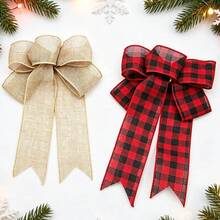 (2pcs/Pack) Christmas Tree Wreath Decoration Bows, Linen Bows Christmas Tree Decoration DIY Handmade Materials - Mixed Colors - View 10
